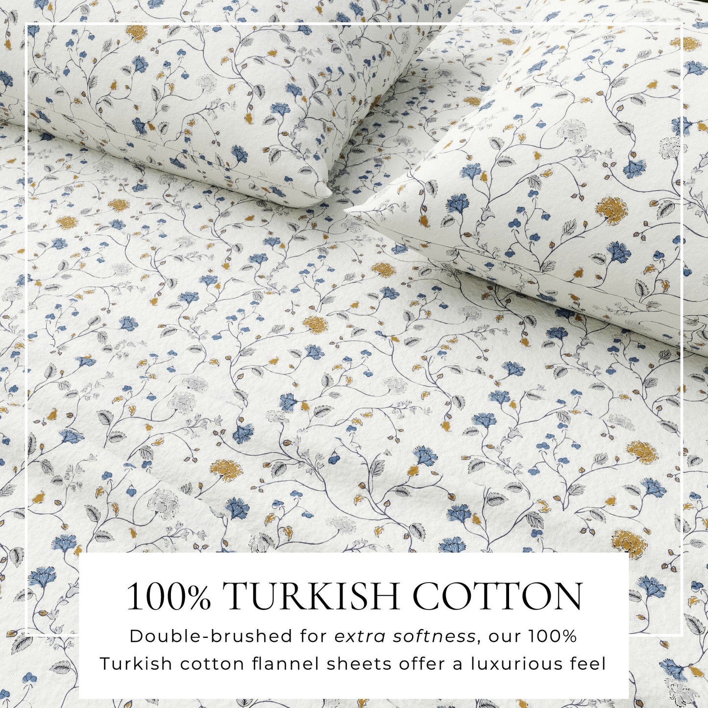 Turkish Cotton Flannel Sheet Set - Winter Floral Collection