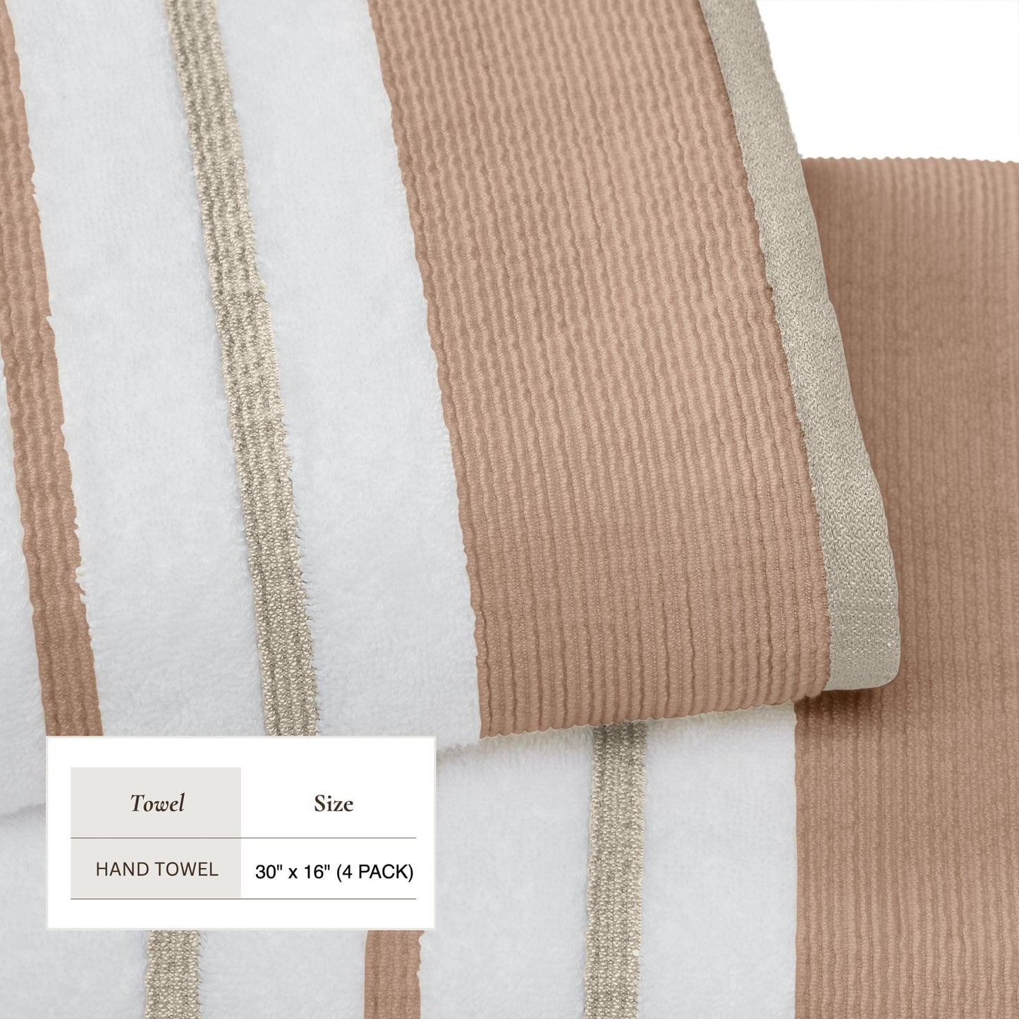 Decorative Cotton Stripe Bath Towel Set - Noelle Collection